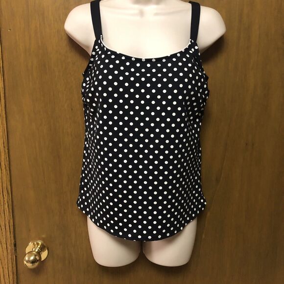 LANDS END size 8 Modest TANKINI Swim Suit TOP & Ribbed bottoms BLACK SET C23 - Picture 2 of 12